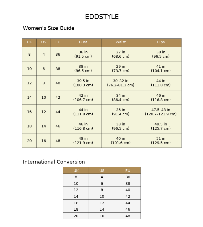 Size chart